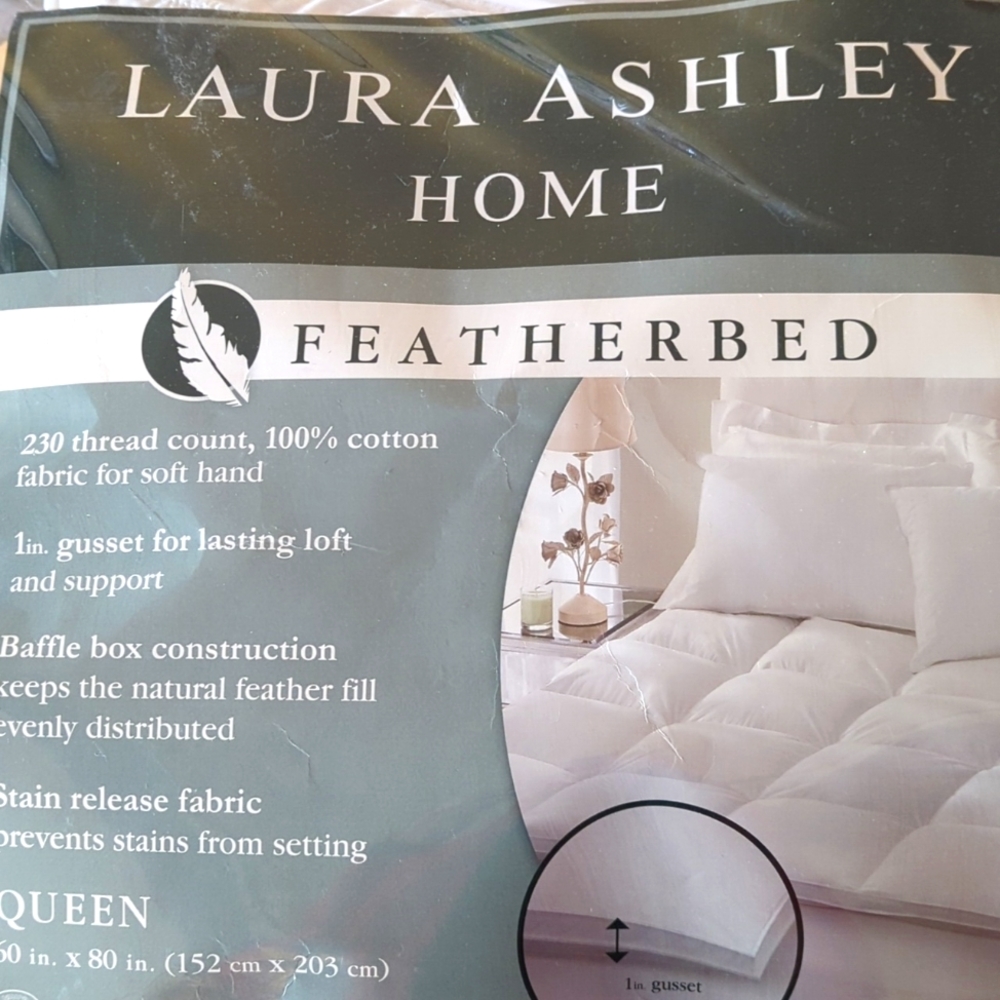 Laura Ashley queen featherbed mattress topper